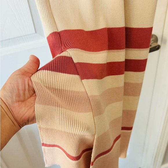 Rust Striped High Neck Bodycon Dress - Picture 5 of 6